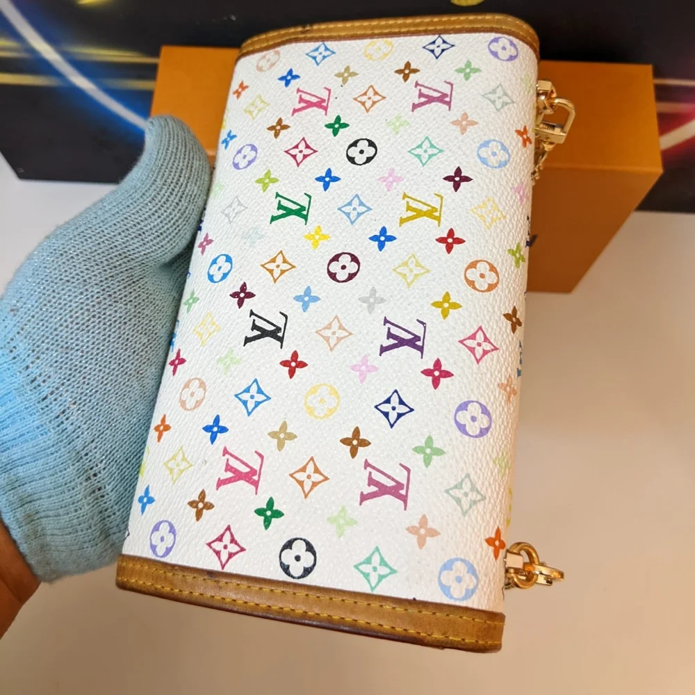 Authentic Louis Vuitton white multicolor Trifold  converted to crossbody - Picture 5 of 14